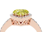 Fancy Yellow Heart Cut Diamond Halo Ring Set in Rose gold with Pavé-Setting Band and Open Prong Center
