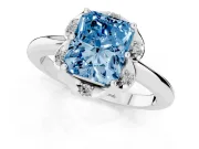 Radiant Cut Petal Halo Engagement Ring Setting for a Fancy Blue Lab-Grown Diamond | Sterling Silver