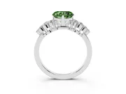 Fancy Green Heart Cut Diamond Cluster Engagement Ring Set in Platinum with Pavé Band and Prong Setting