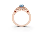 Oval Scalloped Halo Engagement Ring Setting for a Fancy Blue Lab-Grown Diamond | Heart Pavé Band | Rose Gold