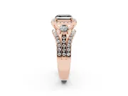 Asscher Cut Halo Split Shank Engagement Ring Setting for a Black Center | Rose Gold