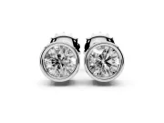 Round Lab-Grown Diamond Full Bezel Solitaire Stud Earrings | Push Backs | Sterling Silver