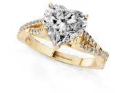 Heart-Shaped Twisted Pavé Solitaire Engagement Ring Setting | Split Shank | Yellow Gold