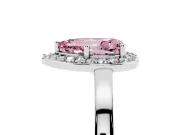 Fancy Pink Pear Cut Diamond Halo Ring Set in Silver with Solitaire Band and Prong Setting