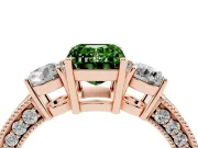 Emerald Cut Three Stone Engagement Ring Setting for a Fancy Green Lab-Grown Diamond | Graduated Pave Band | Rose Gold