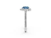 Heart-Shaped Pave Halo Engagement Ring Setting for a Fancy Blue Lab-Grown Diamond | Pave Band | Platinum