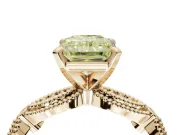 Radiant Cut Vintage Engagement Ring Setting for a Fancy Yellow Lab-Grown Diamond | Graduated Stations | Yellow Gold