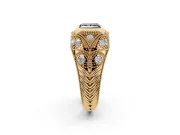 Princess Cut Vintage Bezel Engagement Ring Setting for a Black Center | Milgrain Band | Yellow Gold