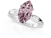 Fancy Pink Marquise Cut Diamond Solitaire Twisted Band Ring Set in Platinum with Accent Stones and Prong Setting