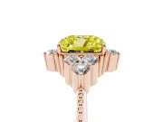 Cushion Cut Cluster Engagement Ring Setting for a Fancy Yellow Lab-Grown Diamond | Rose Gold