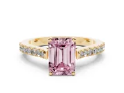 Emerald Cut Pavé Engagement Ring Setting for a Fancy Pink Lab-Grown Diamond | Yellow Gold - Design NV-24454