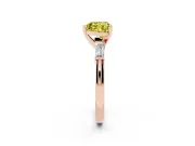 Heart-Shaped Three Stone Engagement Ring Setting for a Fancy Yellow Lab-Grown Diamond | Tapered Baguettes | Rose Gold