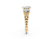 Oval Cut Diamond Three-Stone Ring Set in Yellow gold with Braided Band