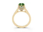 Fancy Green Cushion Cut Diamond Solitaire Pavé Engagement Ring Set in Yellow gold with Prong Setting