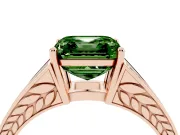 Fancy Green Asscher Cut Diamond Split Shank Ring Set in Rose gold with Pavé Band and Prong Setting