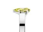 Fancy Yellow Pear Cut Diamond Solitaire Engagement Ring Set in Platinum with Prong Setting and Tapered Band