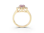 Oval Scalloped Cluster Halo Engagement Ring Setting for a Fancy Pink Lab-Grown Diamond | Plain Band | Yellow Gold