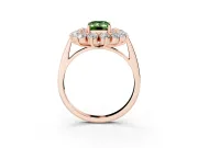 Emerald Cut Floral Double Halo Engagement Ring Setting for a Fancy Green Lab-Grown Diamond | Plain Band | Rose Gold