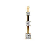 Princess Cut Lab-Grown Diamond Graduated Bar Pendant Necklace | Spaced Settings | Yellow Gold