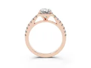 Radiant Cut Diamond Halo Engagement Ring Set in Rose gold with Pavé Band and Prong Setting