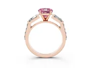 Round Channel Set Baguette Engagement Ring Setting for a Fancy Pink Lab-Grown Diamond | Rose Gold