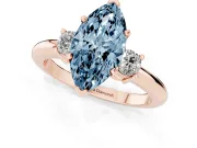 Marquise Three Stone Engagement Ring Setting for a Fancy Blue Lab-Grown Diamond | Round Side Stones | Rose Gold