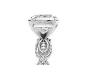 Princess Cut Vintage Milgrain Engagement Ring Setting | Graduated Stations | Sterling Silver