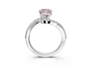 Cushion Cut Bypass Pavé Engagement Ring Setting for a Fancy Pink Lab-Grown Diamond | Platinum