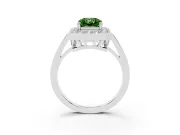 Radiant Cut Halo Engagement Ring Setting for a Fancy Green Lab-Grown Diamond | Polished Halo Rim | Platinum