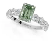 Emerald Cut Engagement Ring Setting for a Fancy Green Lab-Grown Diamond | White Gold - Design NV-24455