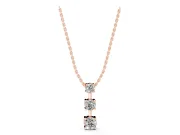 Round Lab-Grown Diamond Graduated Triple Bar Pendant Necklace | Prong Set | Rose Gold