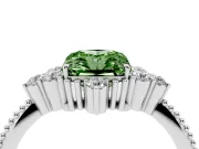 Fancy Green Radiant Cut Diamond Cluster Ring Set in White gold with Beaded Band