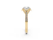 Cushion Cut Floral Pavé Engagement Ring Setting | Petal Accents | Yellow Gold