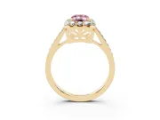 Emerald Cut Floral Halo Engagement Ring Setting for a Fancy Pink Lab-Grown Diamond | Large Round Accents | Yellow Gold