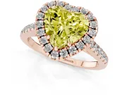 Heart-Shaped Raised Halo Engagement Ring Setting for a Fancy Yellow Lab-Grown Diamond | Rose Gold