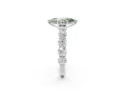 Marquise Side Stone Engagement Ring Setting for a Fancy Green Lab-Grown Diamond | Scalloped Prong Accents | White Gold