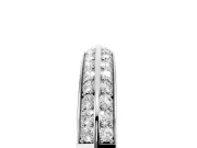 Round Lab-Grown Diamond Double Row Pavé Knife Edge Wedding Band | Raised Divider | Sterling Silver