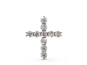 Round Lab-Grown Diamond Cross Pendant Necklace | All-Stone Cross | Rose Gold