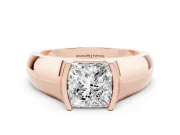 Princess Cut Half Bezel Solitaire Engagement Ring Setting | Wide Band | Rose Gold