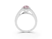 Marquise Halo Engagement Ring Setting for a Fancy Pink Lab-Grown Diamond | V-Split Pavé Band | Sterling Silver