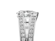 Pear-Shaped Split Shank Pavé Engagement Ring Setting | Engraved Leaf Sides | White Gold