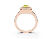 Emerald Cut Milgrain Halo Engagement Ring Setting for a Fancy Yellow Lab-Grown Diamond | Pavé Shoulders | Rose Gold