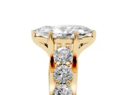 Marquise Graduated Side Stone Engagement Ring Setting | Shared Prong Rails | Yellow Gold
