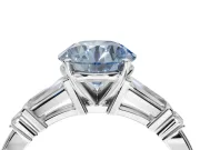 Round Tapered Baguette Engagement Ring Setting for a Fancy Blue Lab-Grown Diamond | White Gold