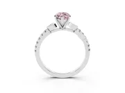 Marquise Leaf Pavé Engagement Ring Setting for a Fancy Pink Lab-Grown Diamond | Sterling Silver
