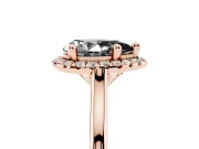 Pear-Shaped Halo Engagement Ring Setting for a Black Center | Plain Polished Band | Rose Gold
