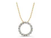 Round Lab-Grown Diamond Circle Pendant Necklace | Larger Stones | Yellow Gold