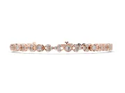 Round Lab-Grown Diamond Vintage Bezel Tennis Bracelet | Milgrain Trio Clusters | Rose Gold