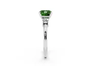 Fancy Green Three-Stone Princess Cut Diamond Ring Set in White gold with Prong Setting and Plain Band