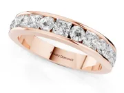 Princess Cut and Round Lab-Grown Diamond Channel Set Promise Ring | Alternating Row | Rose Gold